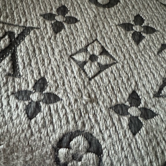 AUTHENTIC LOUIS VUITTON Grey Wool/Silk Logomania Scarf - Picture 7 of 9